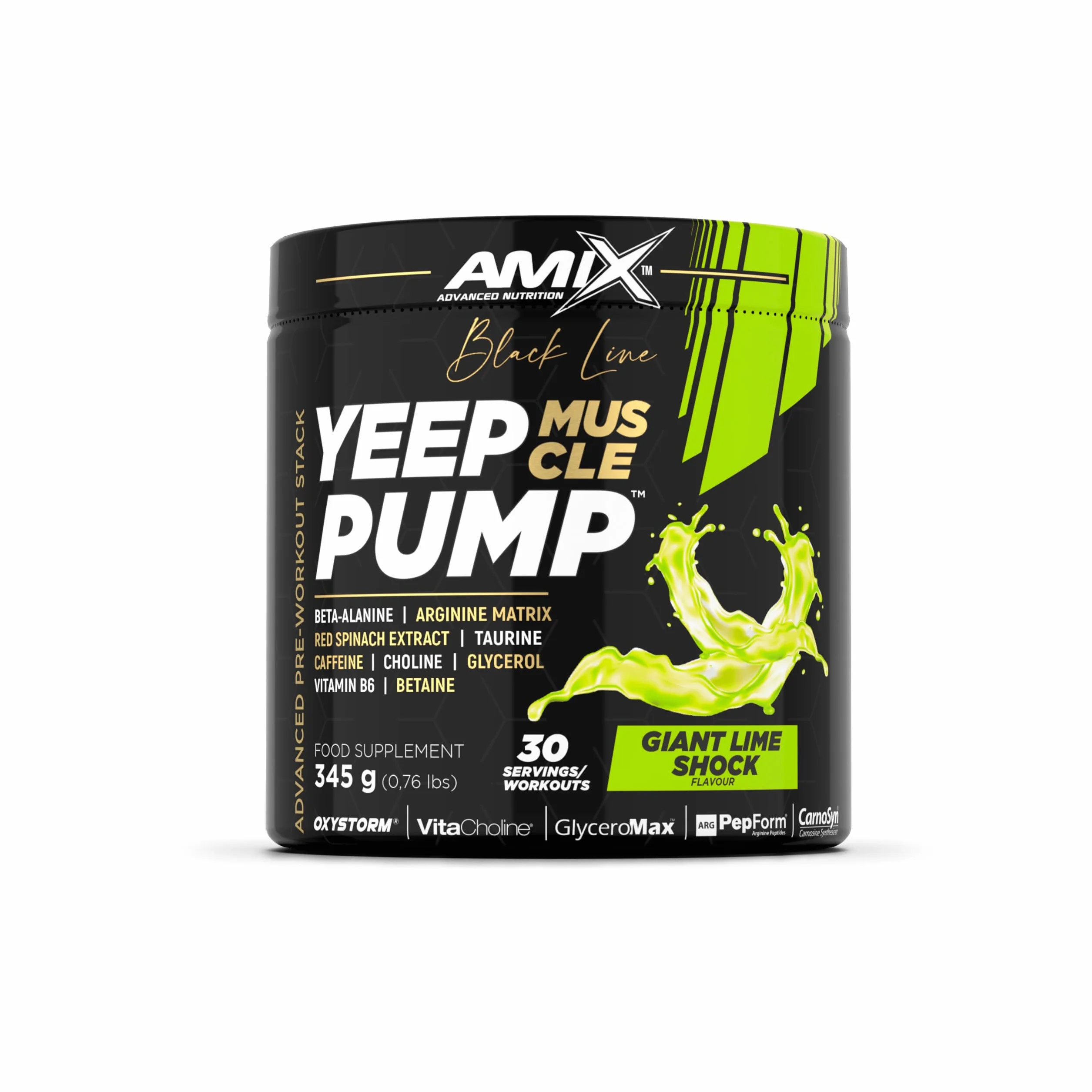 Amix Black Line YEEP PUMP CAFF 345 GR Pre-entreno Sabor Lima