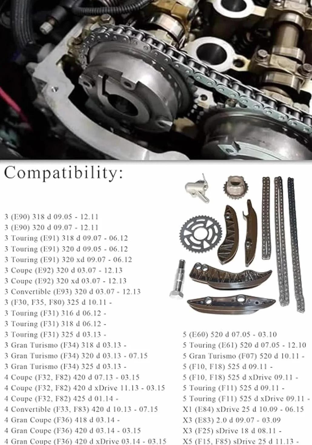 11317797898 Juego de cadena de control de repuesto para N47 118d 120d 318d 520d X1 16d X3 18d N47 Diesel 11317797901 13527797905
