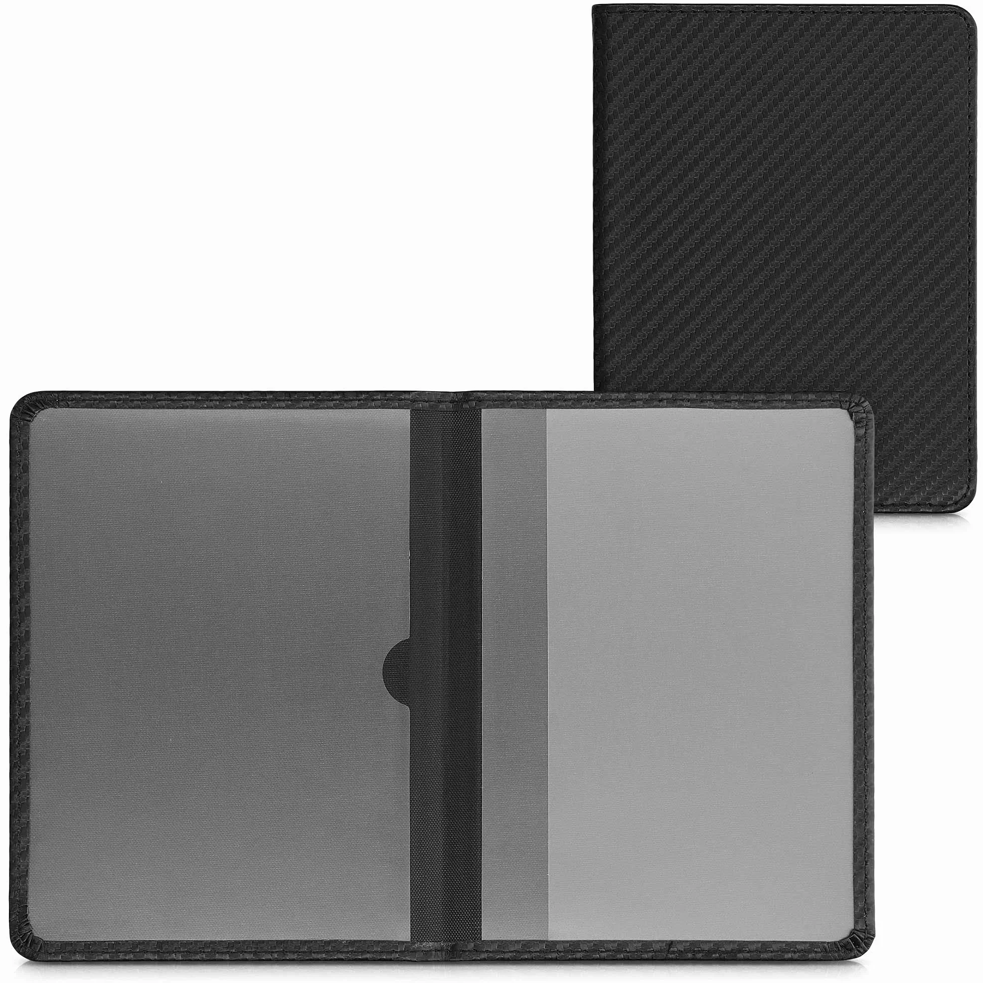 kwmobile Funda para permiso de circulación coche de cuero sintético - 10.5 x 14.8 CM - de carbono negro