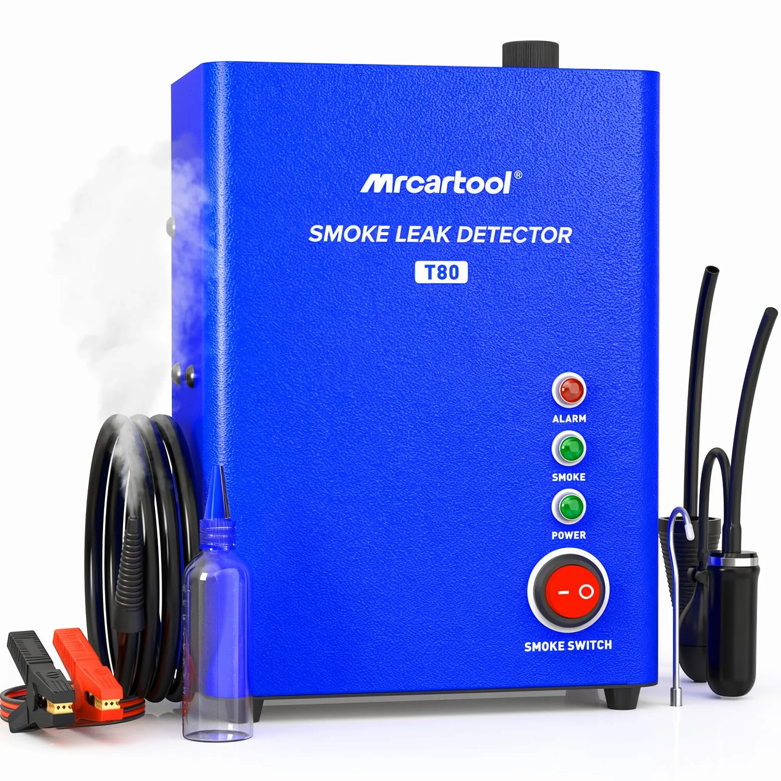 Máquina de Humo para Coches T80 - Detector de Fugas EVAP 12V con Bomba de Aire Integrada y Medidor de Nivel de Aceite, Probador de Fugas de Combustible y Vacío para Coches, Motos, Barcos y Vehículos