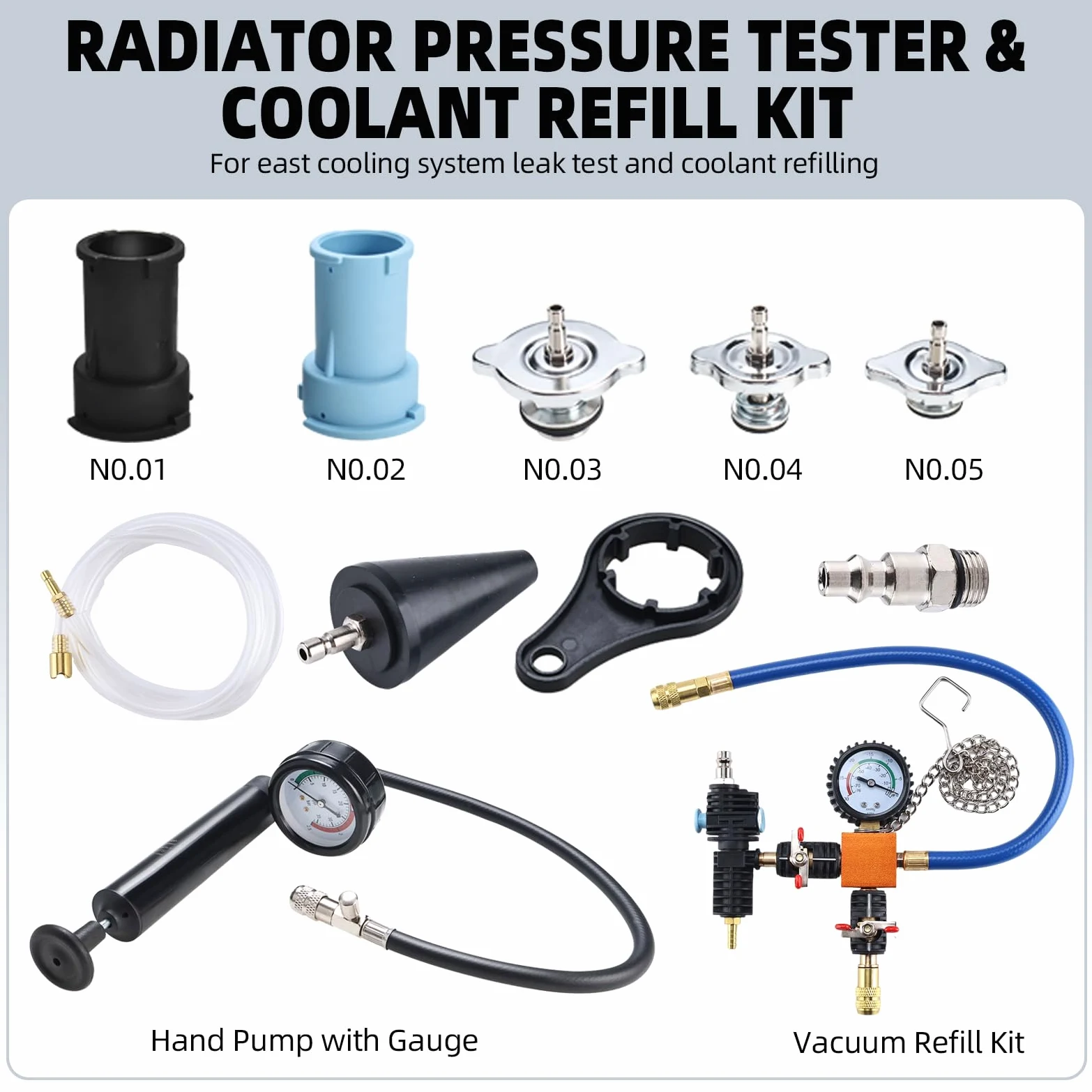 FreeTec 31pzs Probador Presion Radiador, Universal Probador Presion Circuito Refrigeración, Kit Comprobador Fugas Purgador Liquido Refrigerante, Herramientas Radiador Coche con Bomba Adaptador (Rojo)