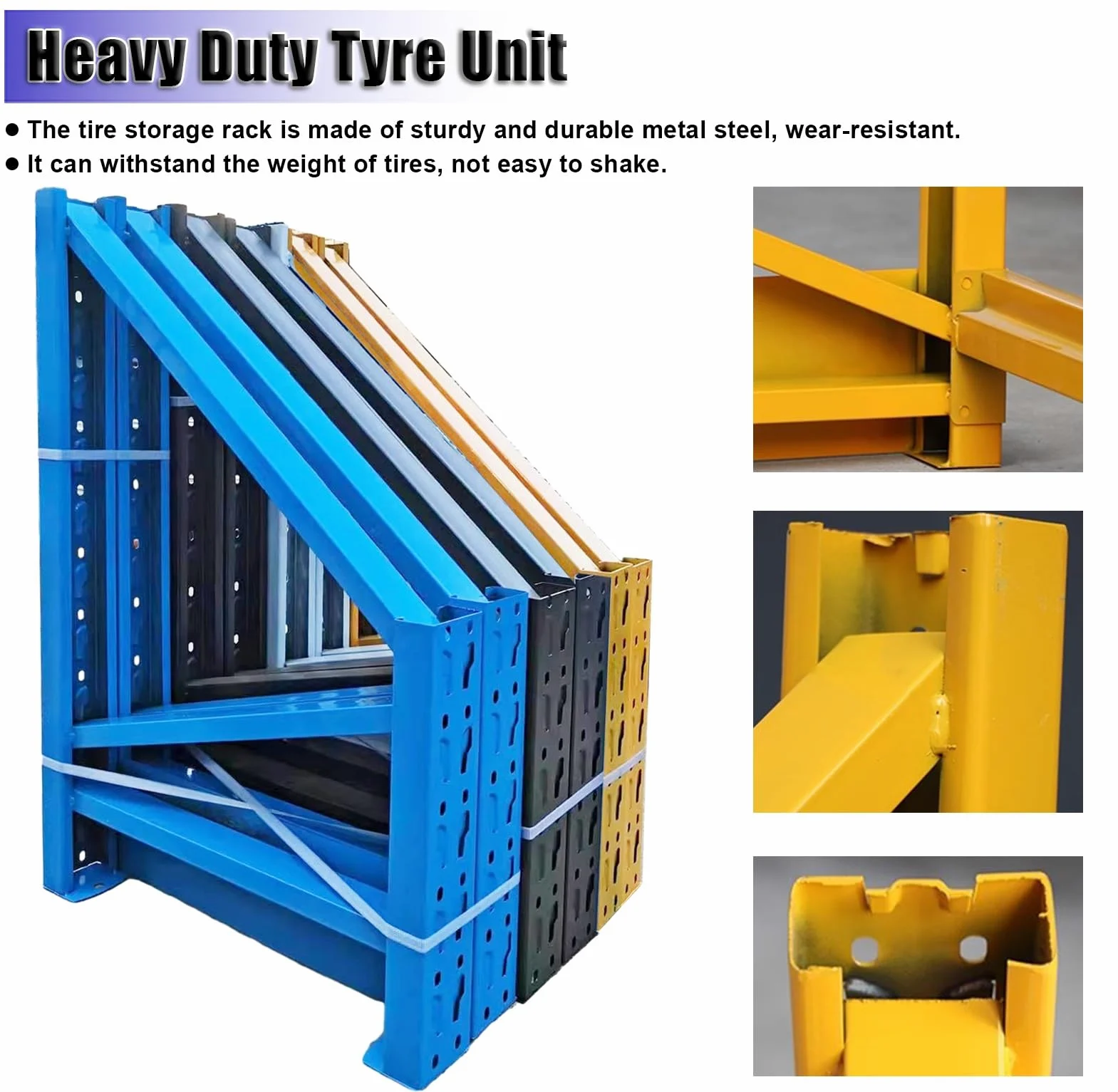 Estante de neumáticos de montaje en pared resistente, organizador de múltiples neumáticos, estante de almacenamiento de ruedas fácil de montar