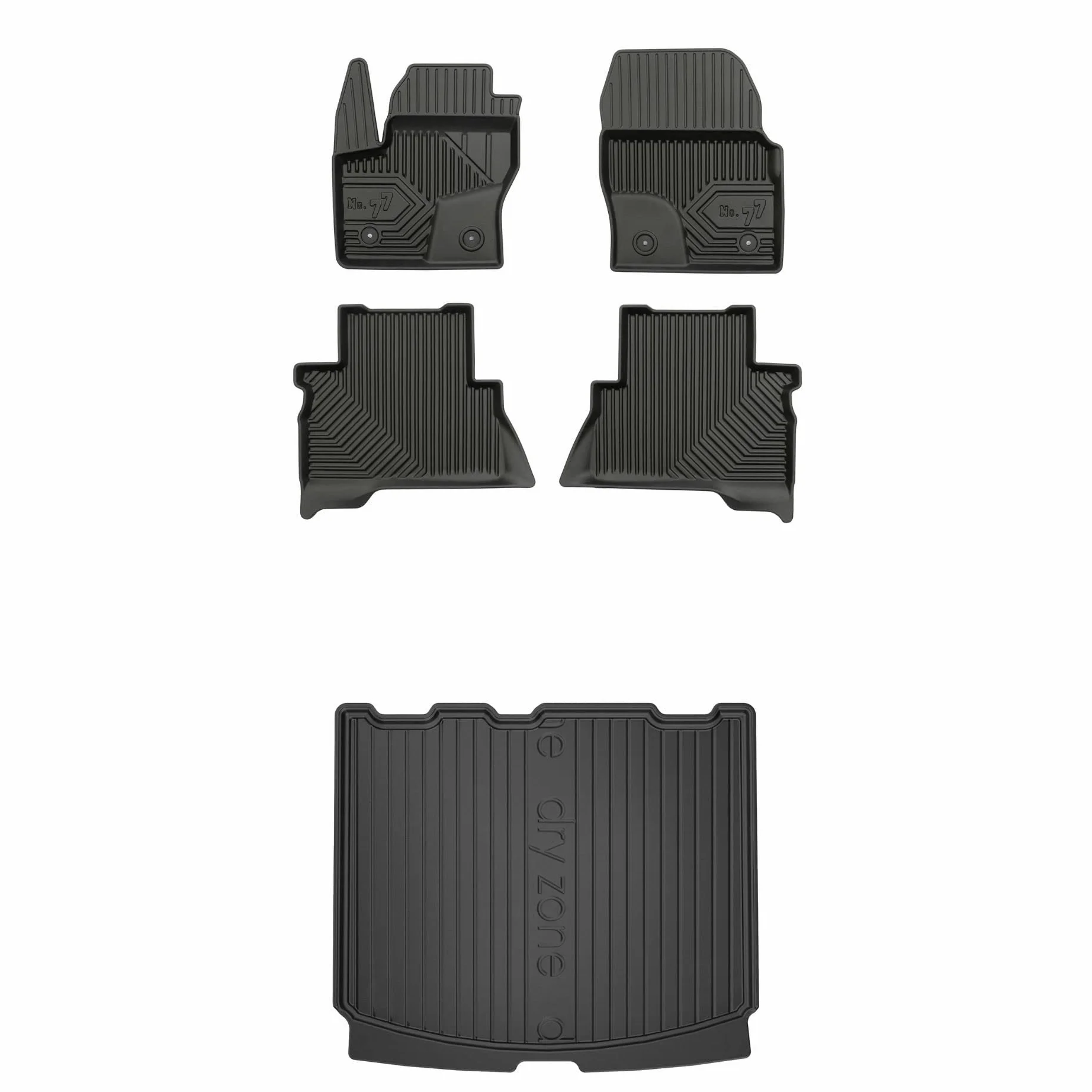 FROGUM Un Juego de Alfombrillas de Goma para Coche y cubeta Maletero exclusivas Alfombras para Ford Kuga II 2013-2019 | Borde Alto | para Todo el año | Al tamaño