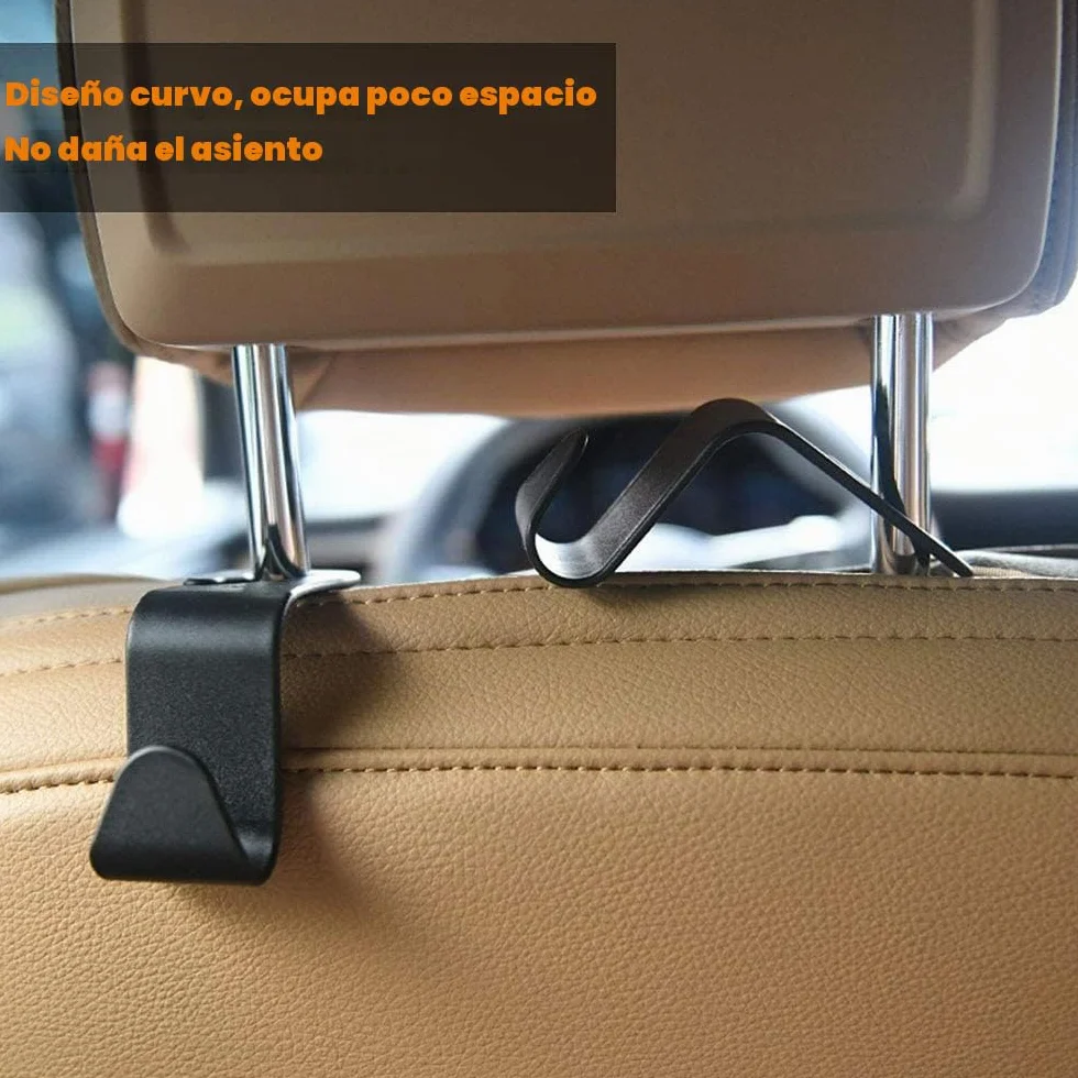 URAQT Ganchos para Asiento de Coche, 4PCS Gancho de Asiento Trasero de Coche, Ganchos para Reposacabezas de Coche, Negro Multifuncionales Accesorios Coche, para Bolsas, Monedero, Botellas de Agua