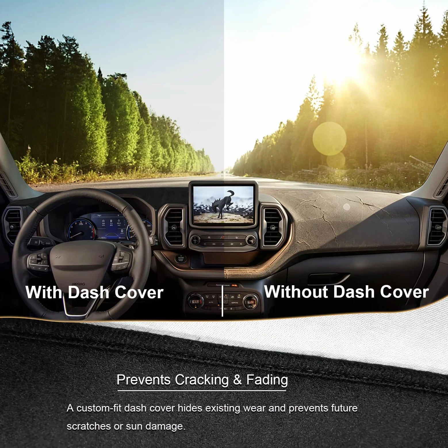 Alfombrilla para salpicadero de Coche de Ajuste Personalizado para Kia Seltos 2021-2023 2024, Cubierta Antideslizante para salpicadero, Protector contra el Sol, Color Negro