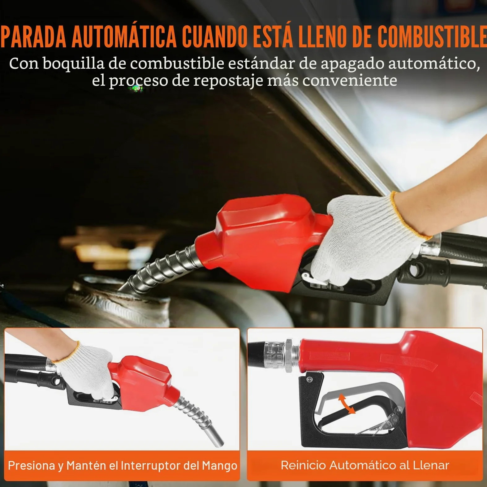 VEVOR Bomba Transferencia de Combustible 12V CC 15 GPM 1/4 HP Bomba de Transferencia de Diésel Eléctrica Portátil con Boquilla de Combustible Apagado Automático para Mezclas de Gasolina, Diésel