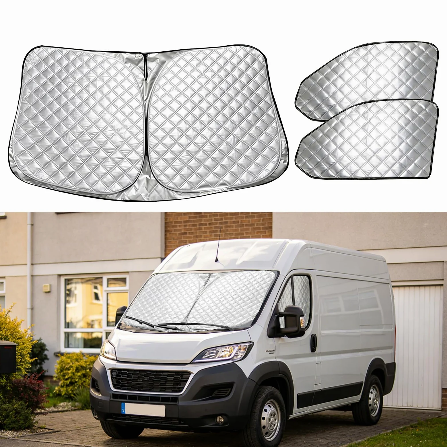 Parasol para parabrisas de coche para Fiat Ducato X250/290 para Citroen Jumper para Peugeot Boxer, Magnético, Parabrisas Térmico Interno, Juego de 3, Cubierta de Protección Solar Gruesa