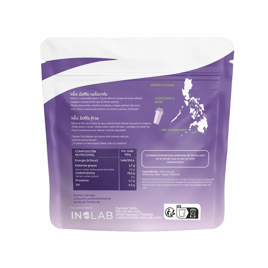Inolab Polvo de Ube 100% Puro Superalimento para Latte, Postres y Smoothies 100 g