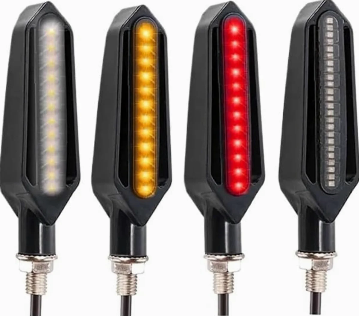 Genérico Indicadores de motocicleta Intermitentes LED para motocicleta de 24 LED, luz intermitente con relé integrado, luces de freno DRL, intermitentes.