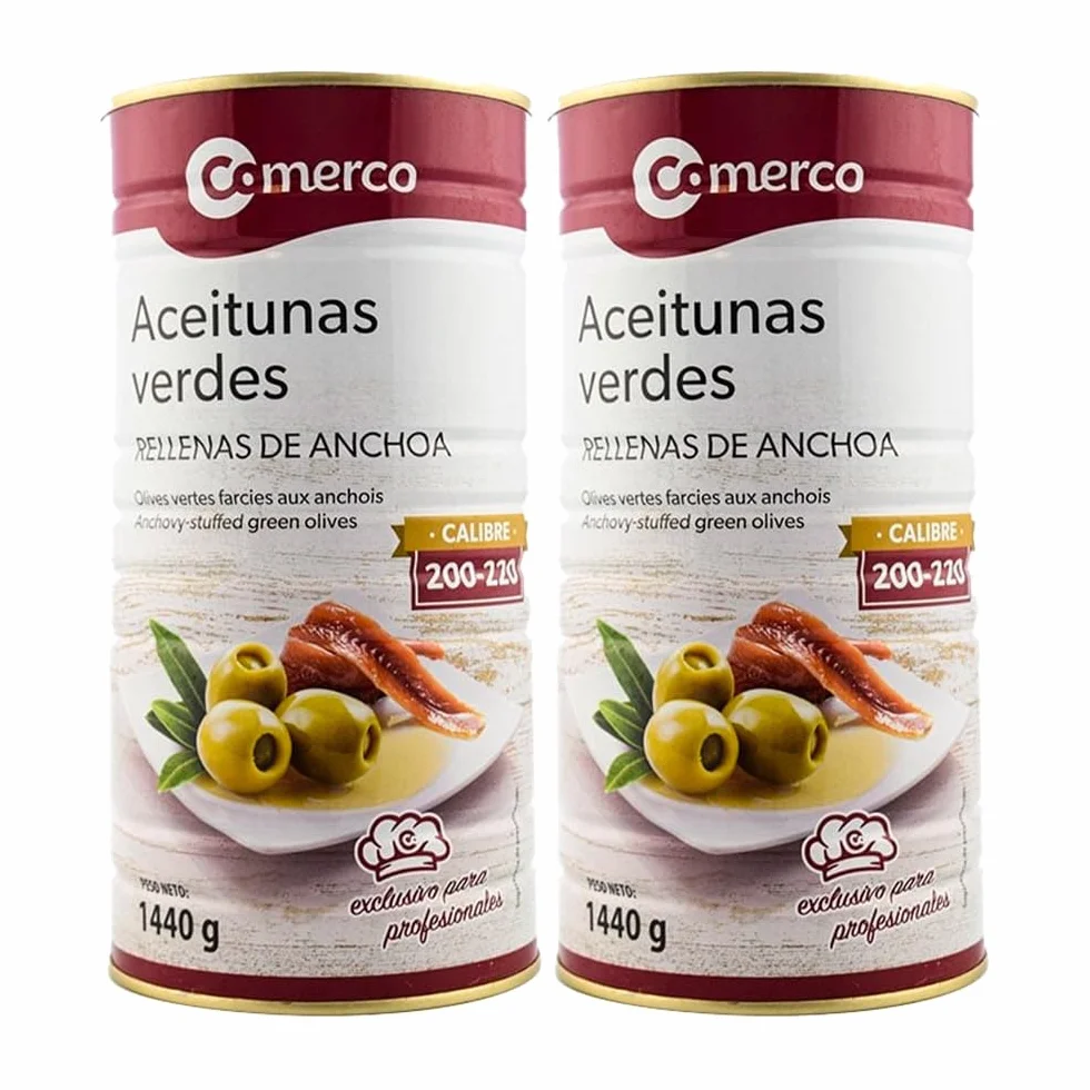 Aceitunas Rellenas de Anchoa Comerco 1,5 kg Lata Pack 2× (3 kg Total)