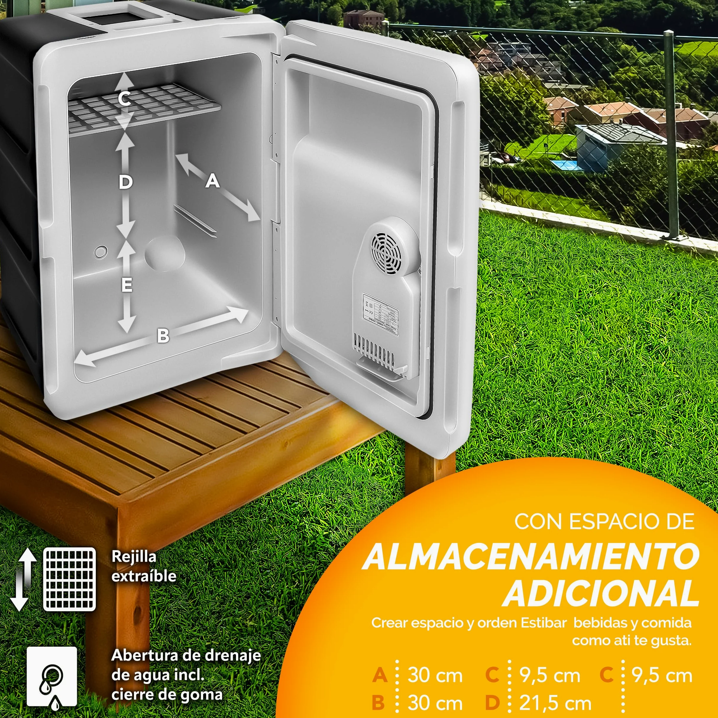 tillvex Nevera portátil eléctrica de 40 litros con ruedas | Mini nevera portátil de 230 V y 12 V para vehículos coches camping | Enfría y calienta | Modo ecológico (Antracita)