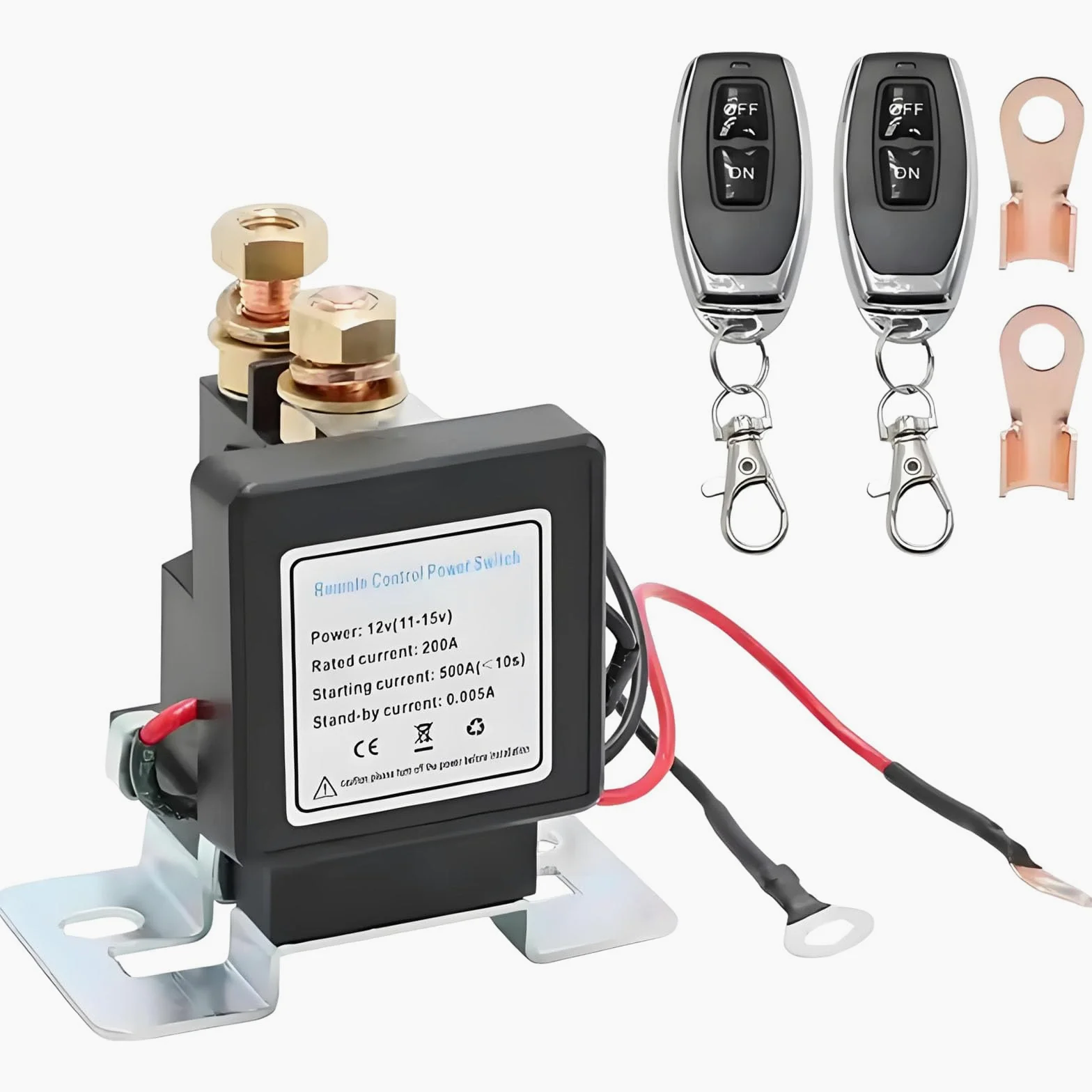 Relé de Batería Inalámbrico Remoto - Arranque a 30m, Interruptor Antirrobo, Instalación DIY Fácil para Coches, Autocaravanas 12V/24V (2Set 12V)