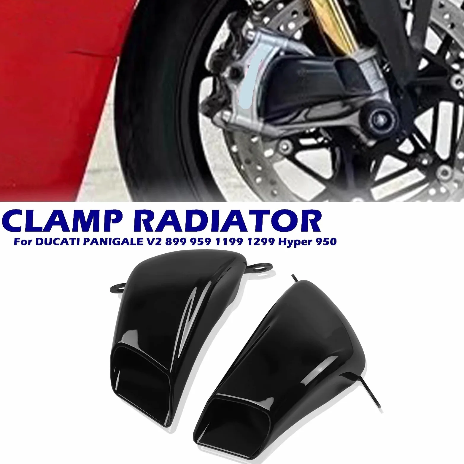 Conductos de refrigeración de Aire de Pinza Conducto de Aire para radiador de Motocicleta, refrigeración de Frenos, Compatible con Ducati Panigale V2 899 959 1199 1299 Hyper 950(Glossy Black)