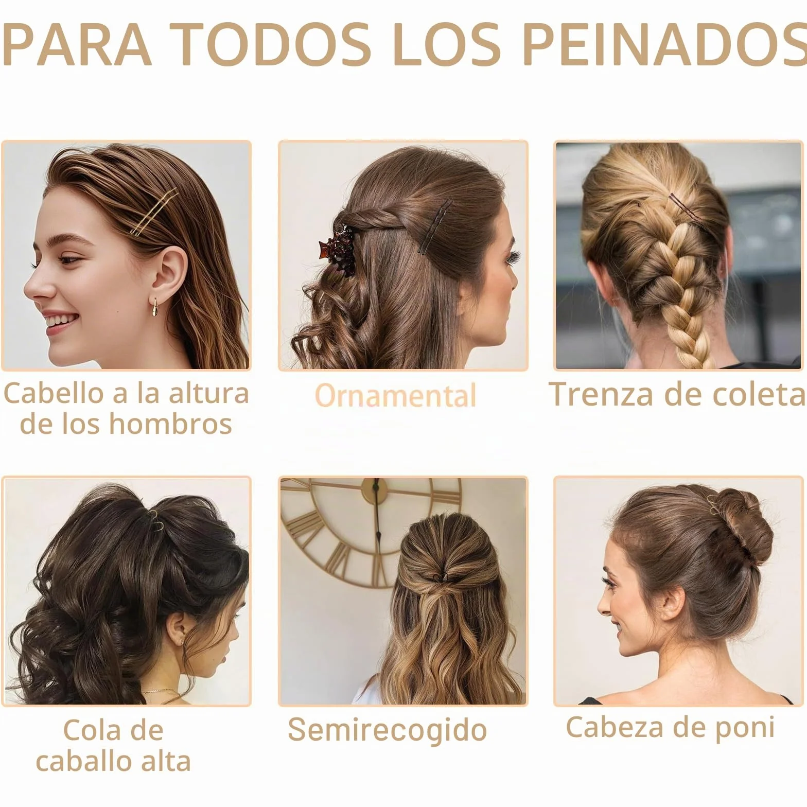 300 Horquillas Pelo Mujer, Pinzas Chignon Invisibles, Pasadores Metálicos, Caja Organizadora (Marrón)