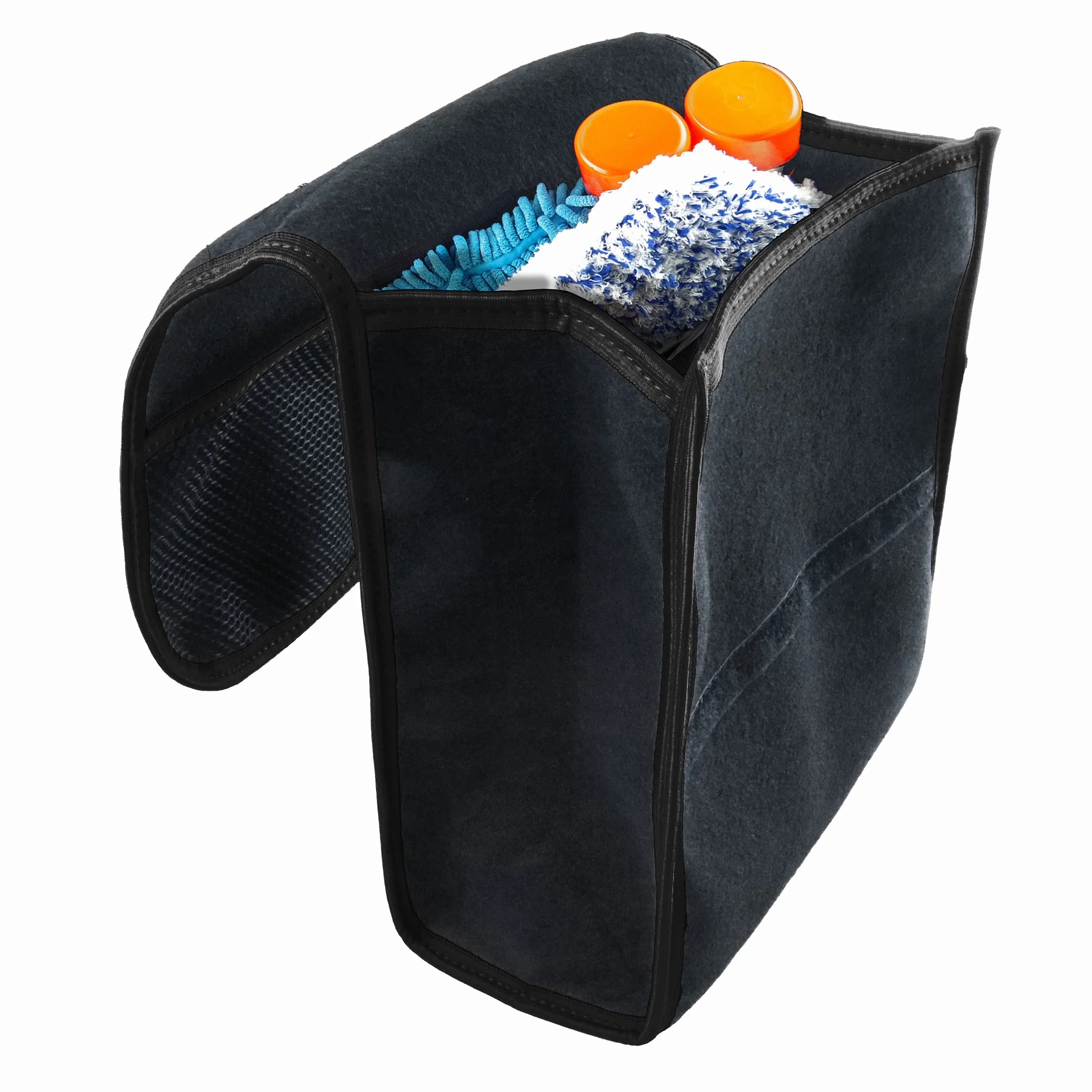 Bolsa para maletero, pequeña organizadora para coche, maletero de coche, bolsa con cierre de gancho y anillo (negro)