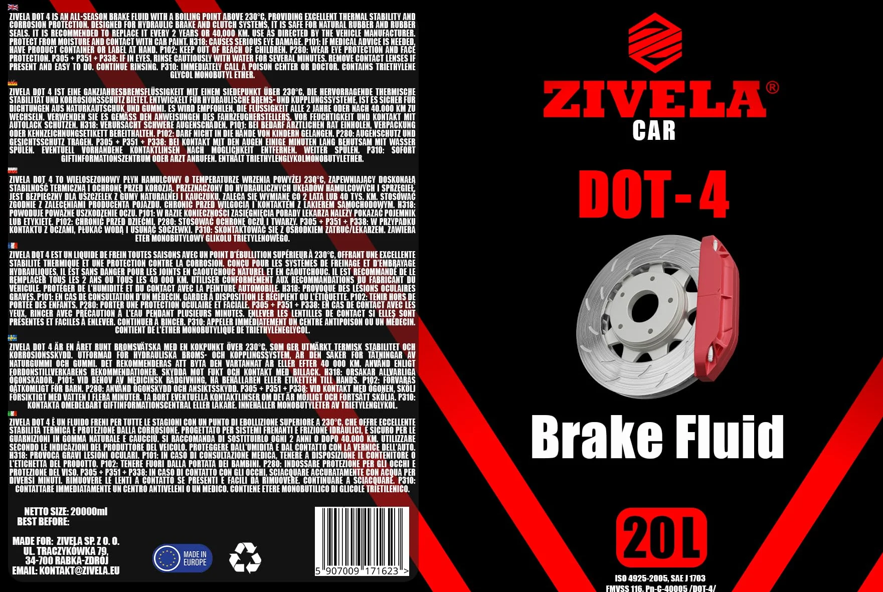 CAR – Líquido de freno y embrague | Brake Dot 4 20L | DOT-4 líquido de frenos – 20 litros