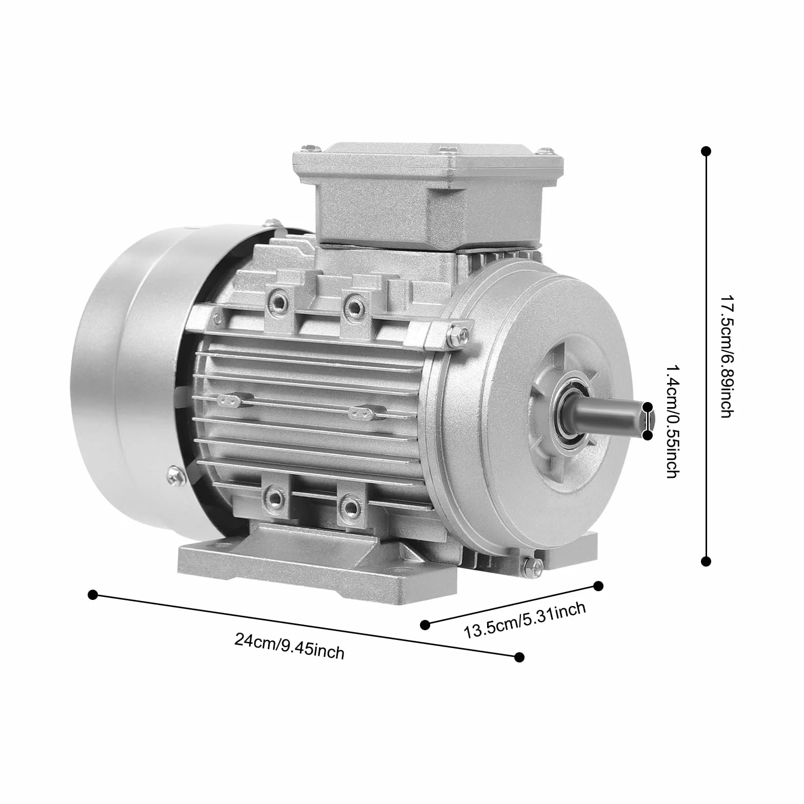 Motor eléctrico S1 de alta velocidad - Motor asíncrono trifásico - Alta estabilidad - Adecuado para maquinaria, industria, minería, máquinas de herramientas (0,55 kW)