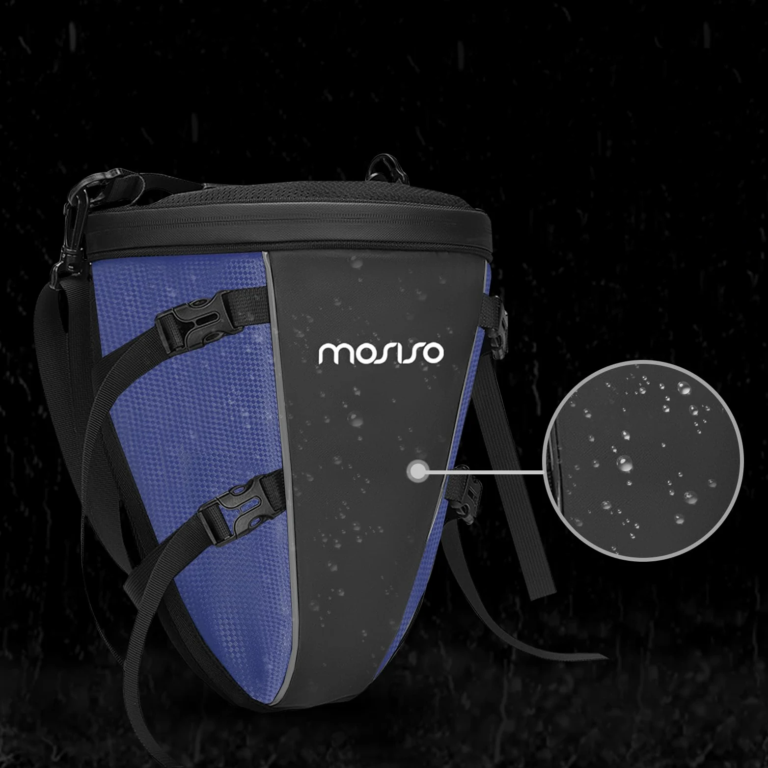 MOSISO Motocicleta Trasera Bolsa Multifunción Impermeable Poliéster Almacenaje Sillín Bolsa, 10L Exterior Deportes Moto Asiento Trasero Luz Tanque Bolso Portaherramientas con Bandolera,Azul Marino