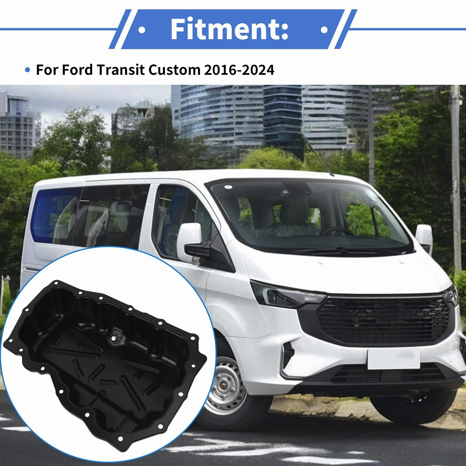 Cárter De Aceite Para Ford Transit Custom 16-24 1PC | Color Negro, Material Hierro, OE GK2Q6675AA Y 2011593, Reemplazo Directo, Solución Para Fugas Y Sobrecalentamiento