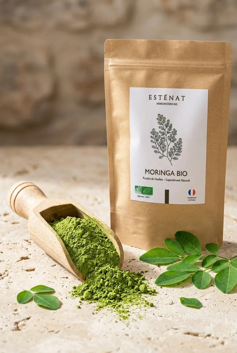 Polvo de Moringa BIO 150 g Superalimento verde puro rico en vitaminas A hierro zinc calcio