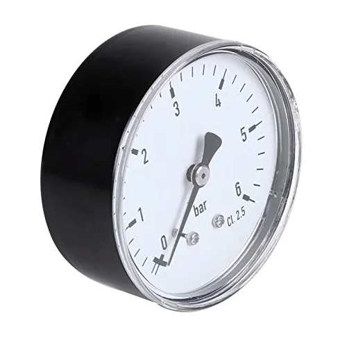 Mini manómetro de alta precisión de 0-6 bar Probador de presión de montaje de rosca de 1/4 Npt Compatible con agua líquida de aceite de aire de combustible (Color : Black) (Black)