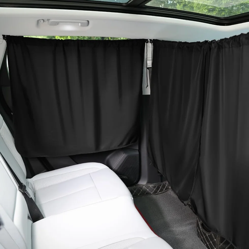 Cortinas Divisorias de Coche, 140*80CM Cortina para Automóvil para Privacidad, Incluye 1 Cortina de Asiento y 2 Cortinas Laterales, Desmontable, Aplicable a Sedán, SUV