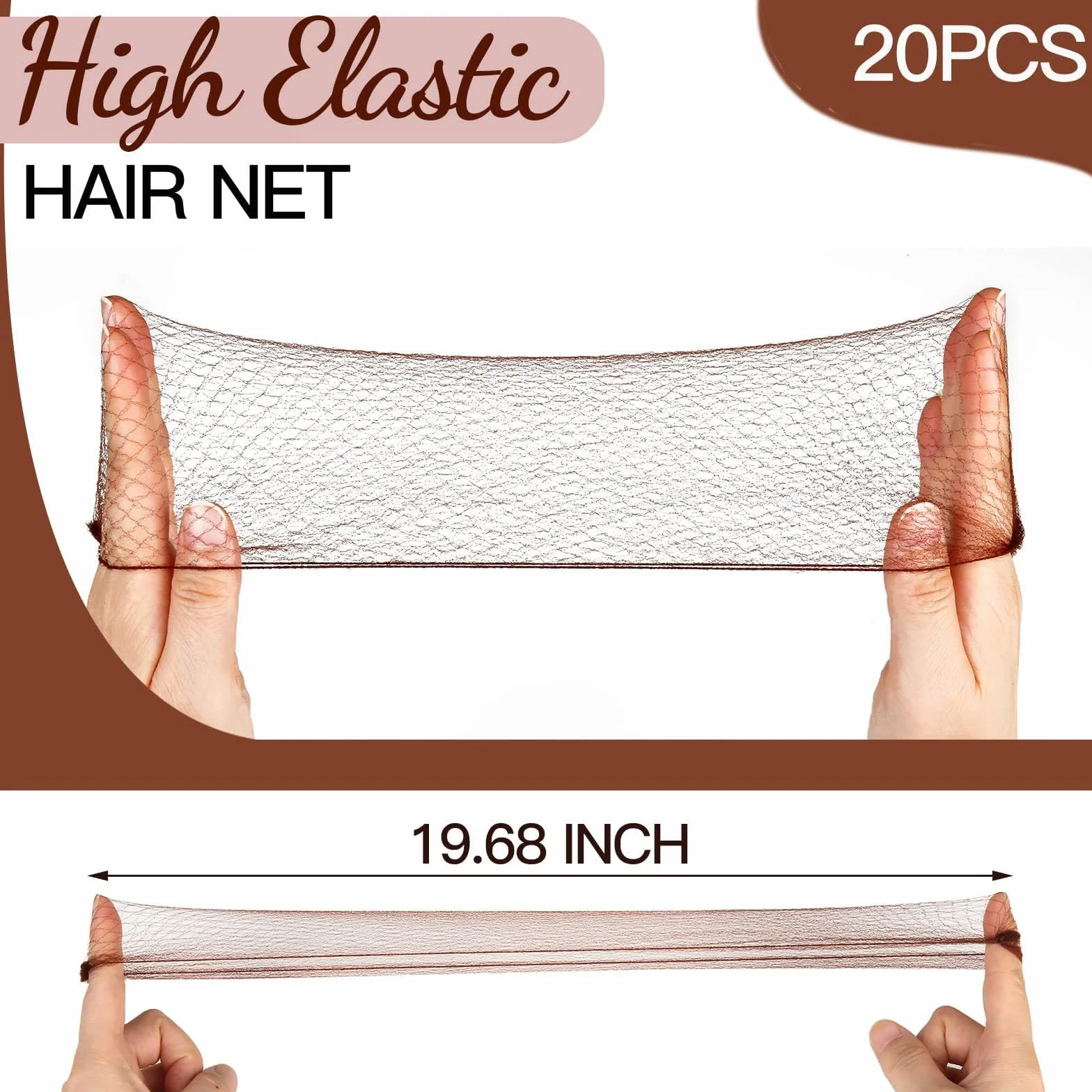 Redecillas Invisibles 20 piezas con 40 Horquillas, Redecilla Elástica para Moños, Marrón