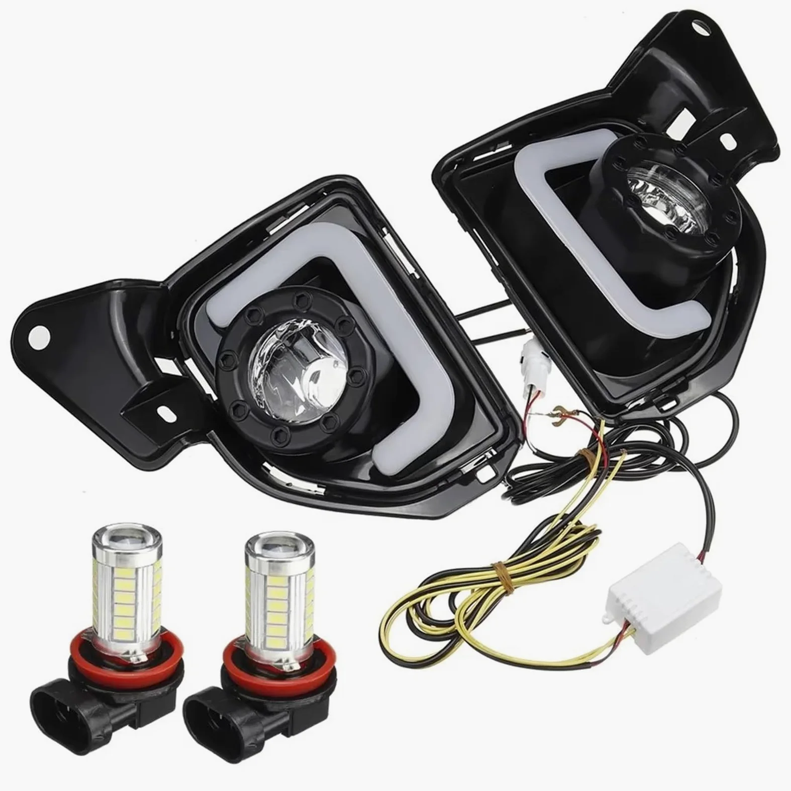 Luz De Circulación Diurna Para Toyota Para Hiace 2014-2018 Conjunto De Lámpara Antiniebla Luces Diurnas Led DRL Circulación Diurna Con Bombillas H11 6000K ~ 6700K