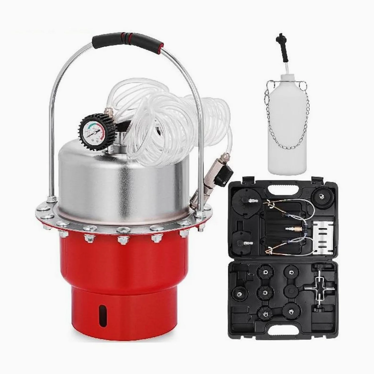 Kit de purga de frenos de presión de aire neumático herramienta de cambio de aceite de líquido de frenos de coche con tanque de 5L for sistema de freno y embrague de purga Fácil de usar para principia