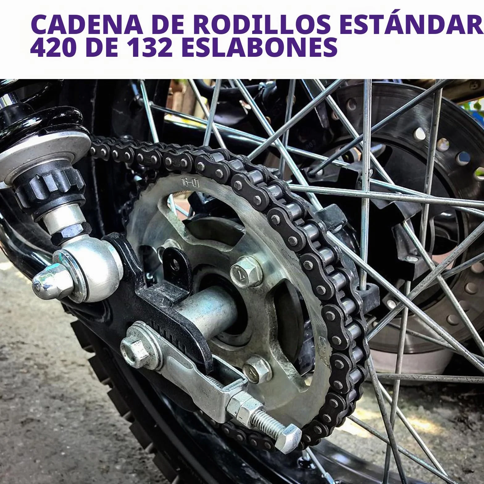Sweet 2 cadenas 59" y 420 para motocicleta, 132 enlaces y trituradoras, juego de surtido de cadena de transmisión de acero al carbono, apto para motos 110 cc 125 cc Dirt Pit