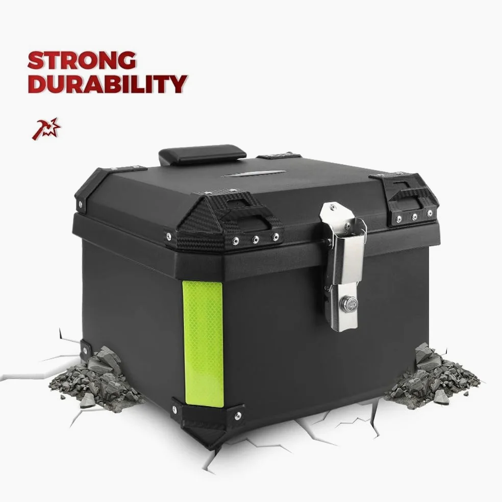 Genérico Top Case Moto Universal, Baúl de Moto Impermeable 45L / 57L, Caja Trasera de ABS Engrosado con Cerradura de Seguridad y Base de Montaje para Cascos, Equipaje Moto y Scooter (45L)
