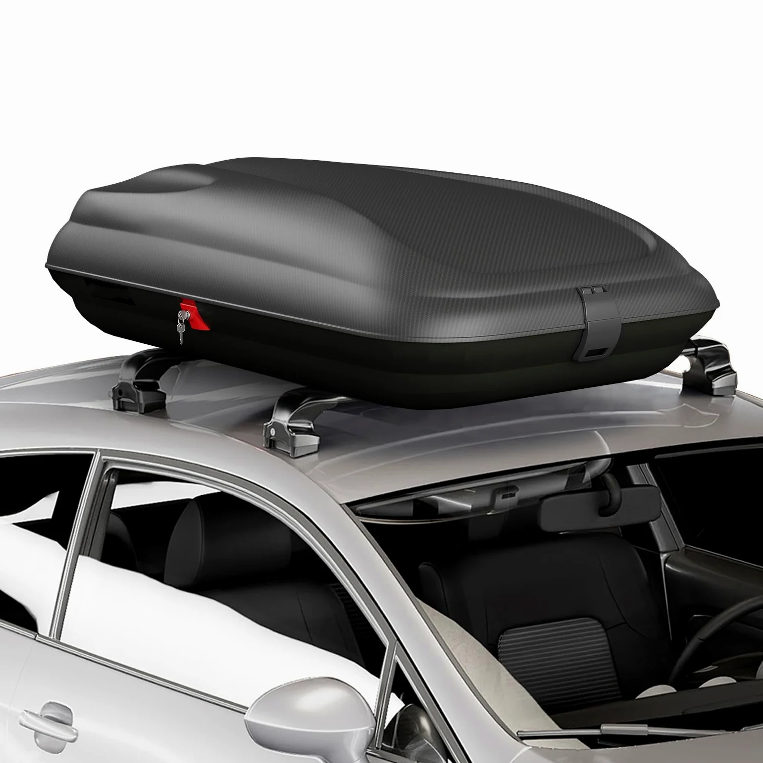 COSTWAY Cofre de Techo 250L, Cofre Techo Coche para Vehículo Impermeable con Llaves, Porta Equipaje de Automóvil, Caja de Equipaje de Techo para Coche, Vagone y SUV, Plata + Negro