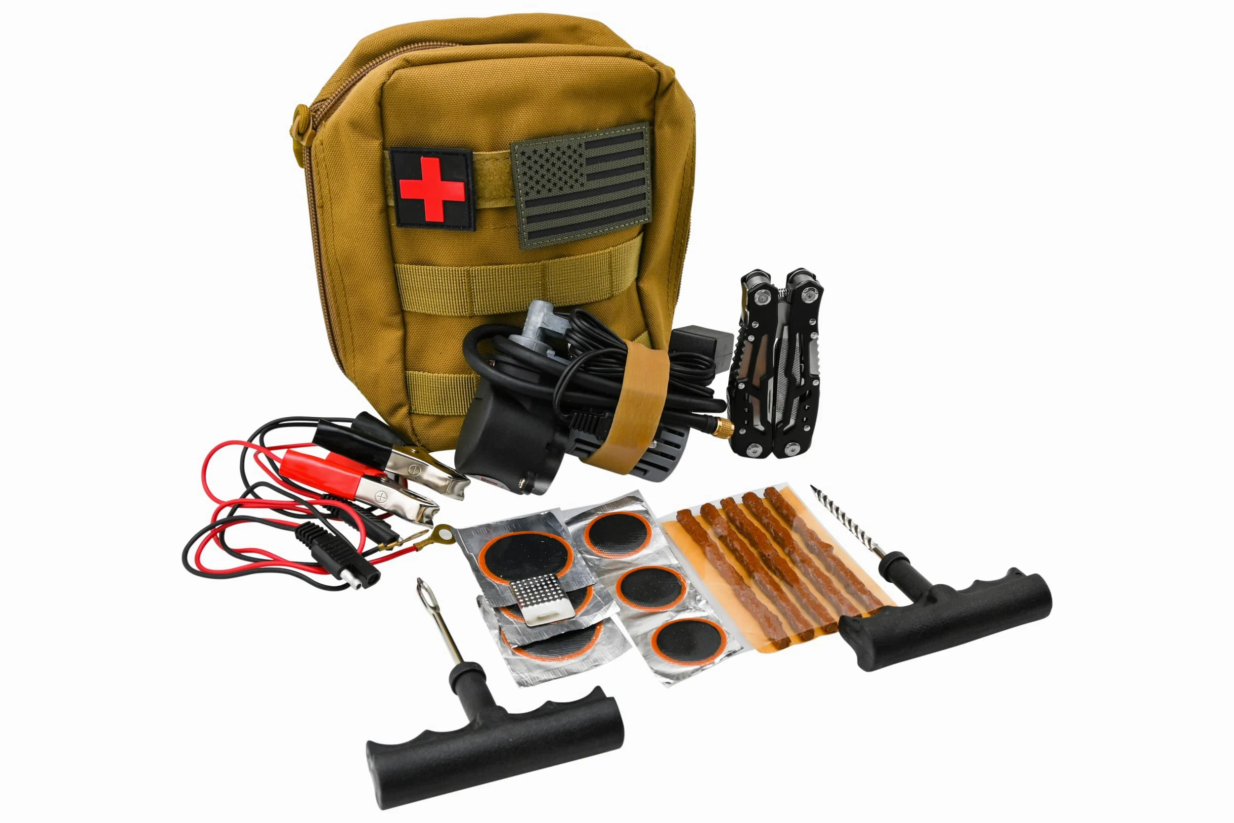 Kit de reparación de neumáticos de Tubo sin cámara para Motocicleta, ATV, UTV con Mini compresor de Aire