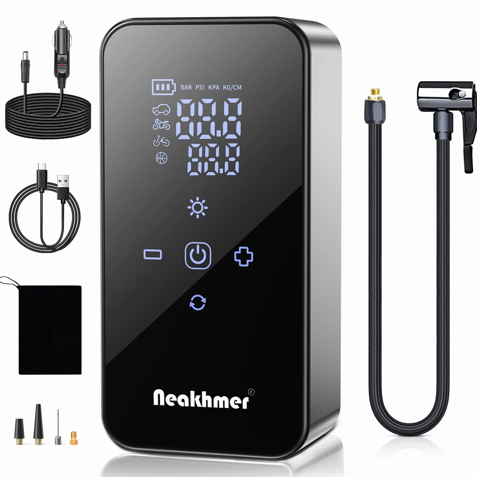 Mini Compresor Aire Portátil 150 PSI 6000 mAh 12V Inflador Eléctrico para Coche Bicicleta Motocicleta