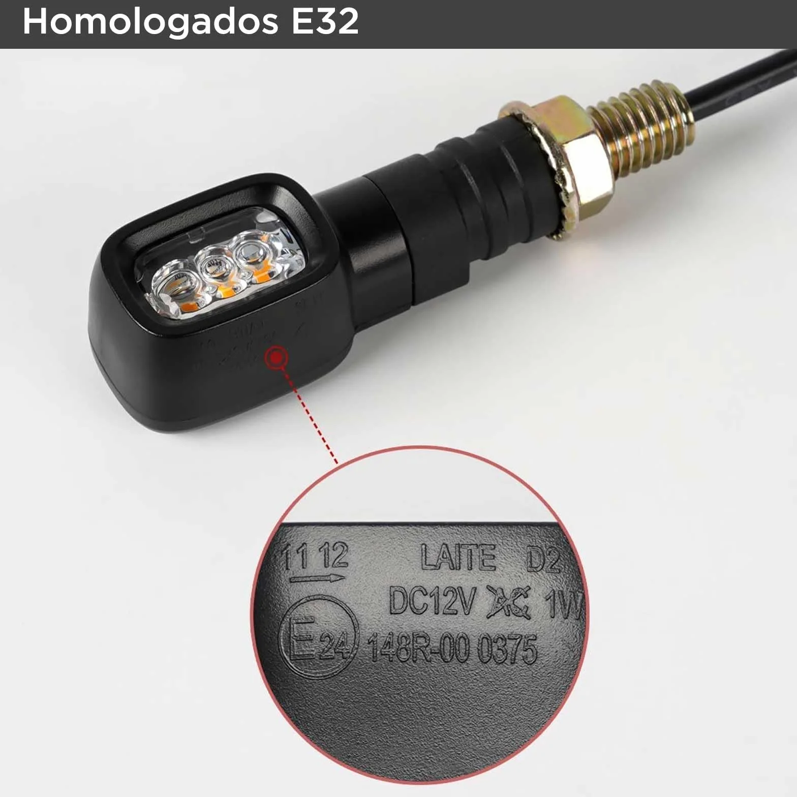 evermotor Mini Intermitentes Moto Homologados,12V, E24, Indicador de Motocicleta Rectangular, Impermeable IP67 (4 Piezas)