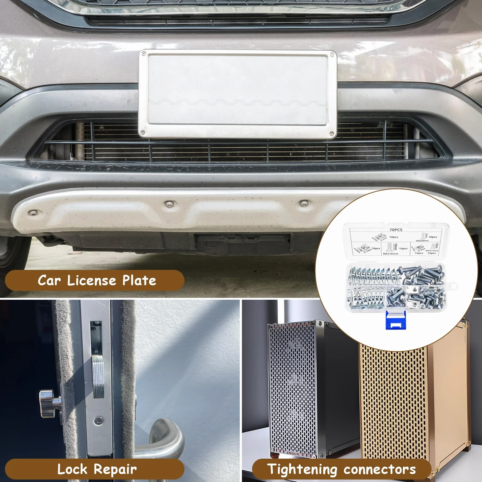 70 Pcs Tuercas de Clip Tornillos Coche, M4 M5 M6 U Clips de Grapas Coche Paneles de Puerta, Clip de Sujeción Tipo U, Tuercas en U de Metal para Fijación Automóviles Guardabarros de Parachoques