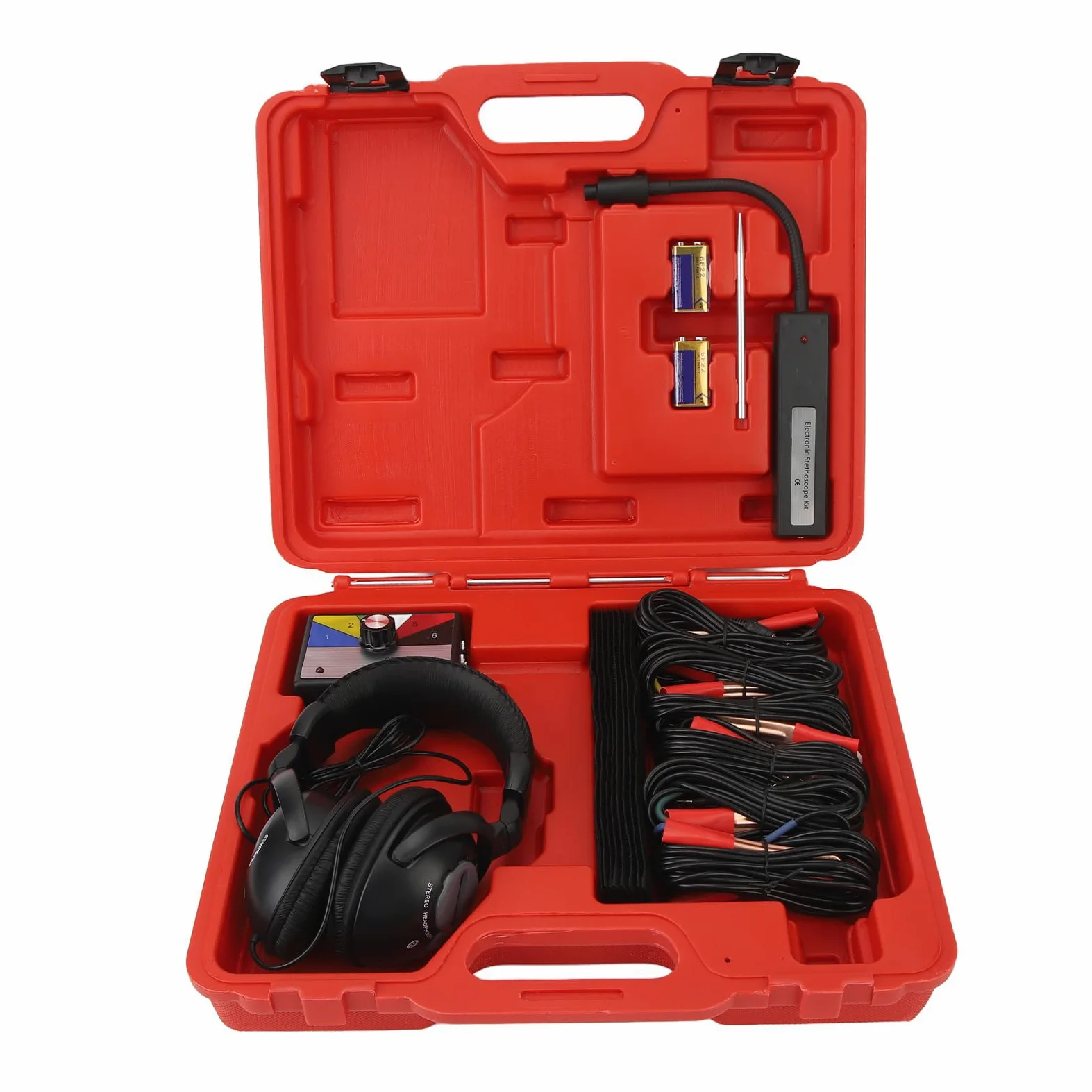 Herramienta de Diagnóstico del Oído del Chasis, Kit de Estetoscopio Electrónico, Herramienta Mecánica de Alcance Diagnóstico Preciso Ruido del Motor Antiinterferencias de 6 Canales