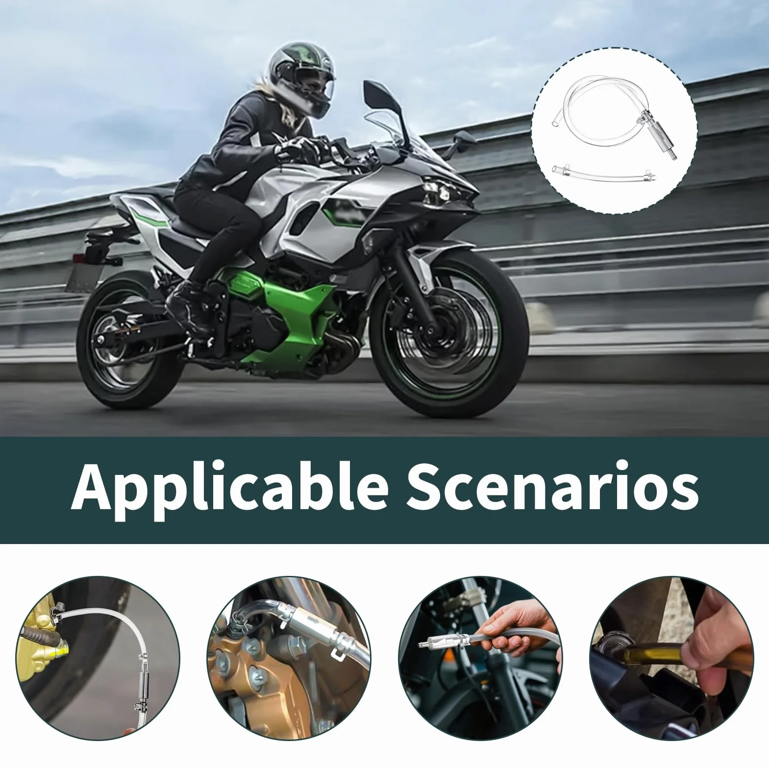 Kit de Herramientas de Purgador Frenos Coche Hidráulicos con Manguera de Goma y Valvula Unidireccional Antirretorno Frenos, Conector para Sistema Freno Embrague, Compatible con Motocicletas, Coches