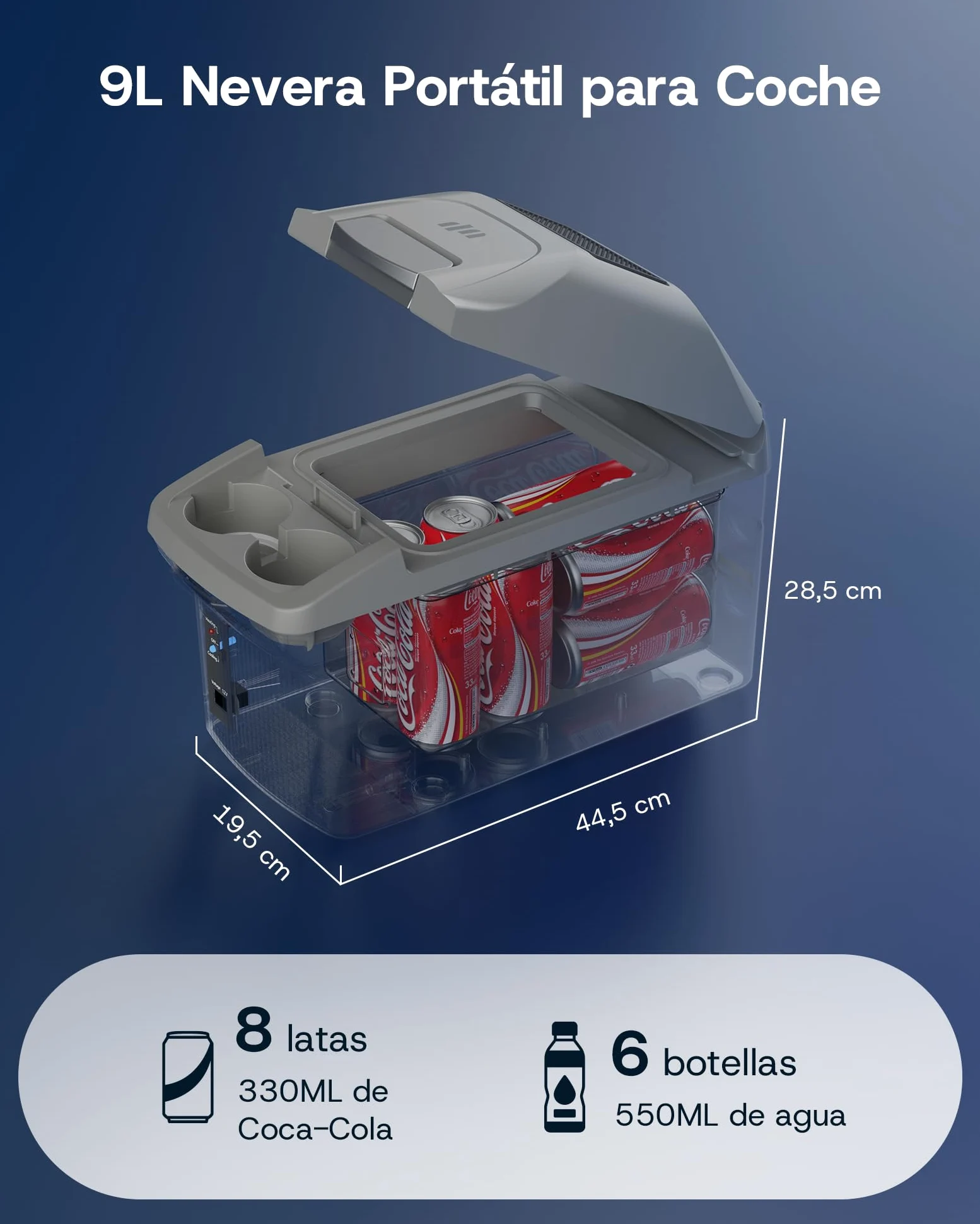 Upstreman 9L Nevera Portátil Eléctrica, Mini Nevera Enfría y Calienta, Construcción Ligera de 3kg con Correa y Funcionamiento 12V, Para Viajes, Camping y Oficina Gris-AR09