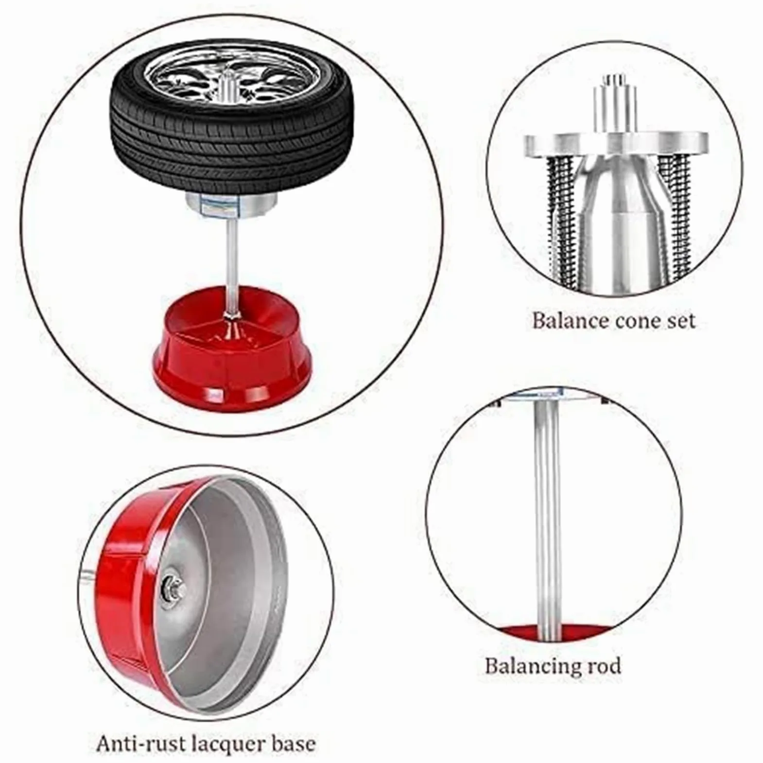 Soporte equilibrador manual de neumáticos, construcción de acero resistente para reparación de ruedas de automóviles y camiones ligeros