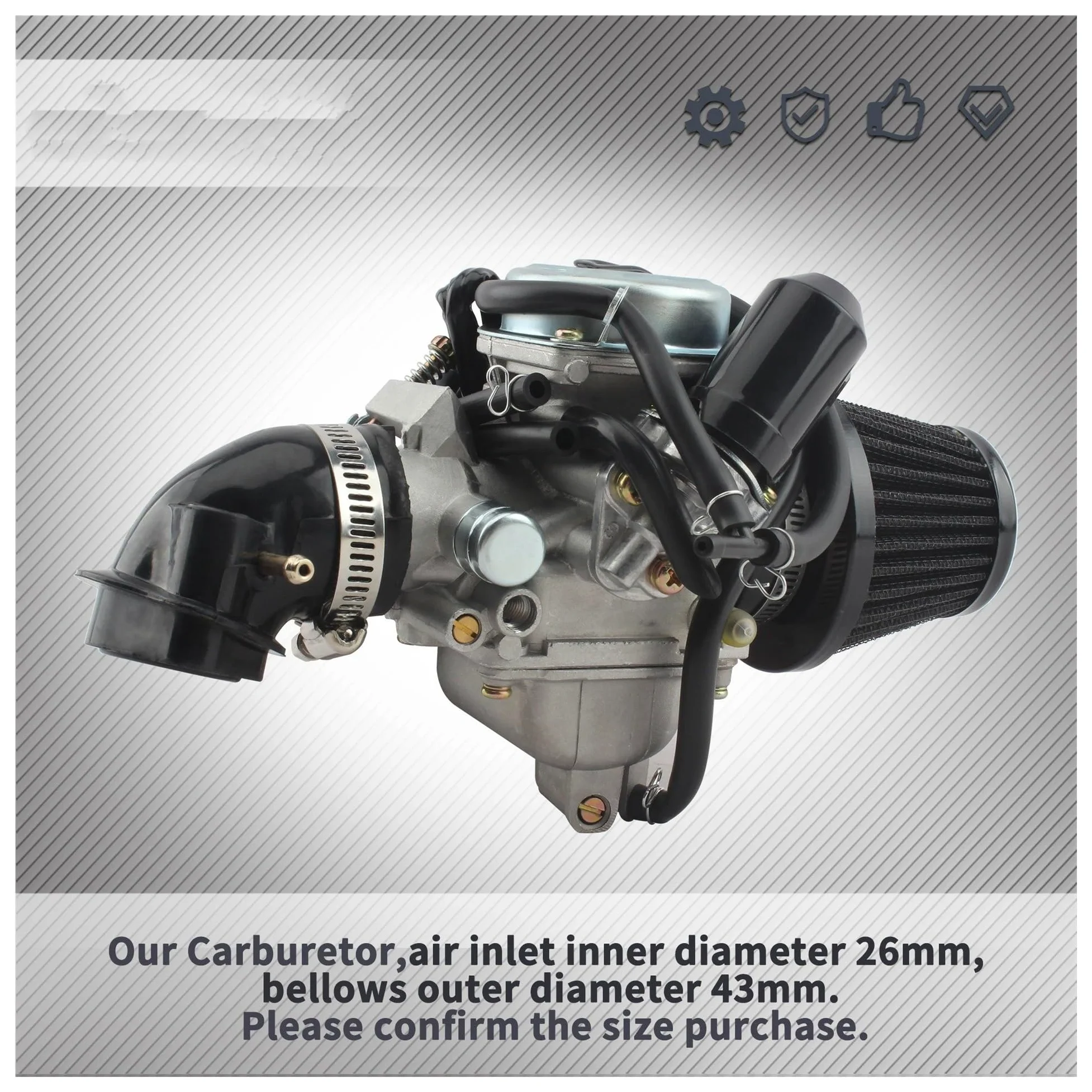 Motosierra Carburador Carburador Para Motocicleta GY6 PD24J Con Filtro De Aire Tubo Entrada 125cc 150cc Para 152QMI 152QMJ 157QMI 157QMJ Accesorios Motor(Carburetor Kit 1)