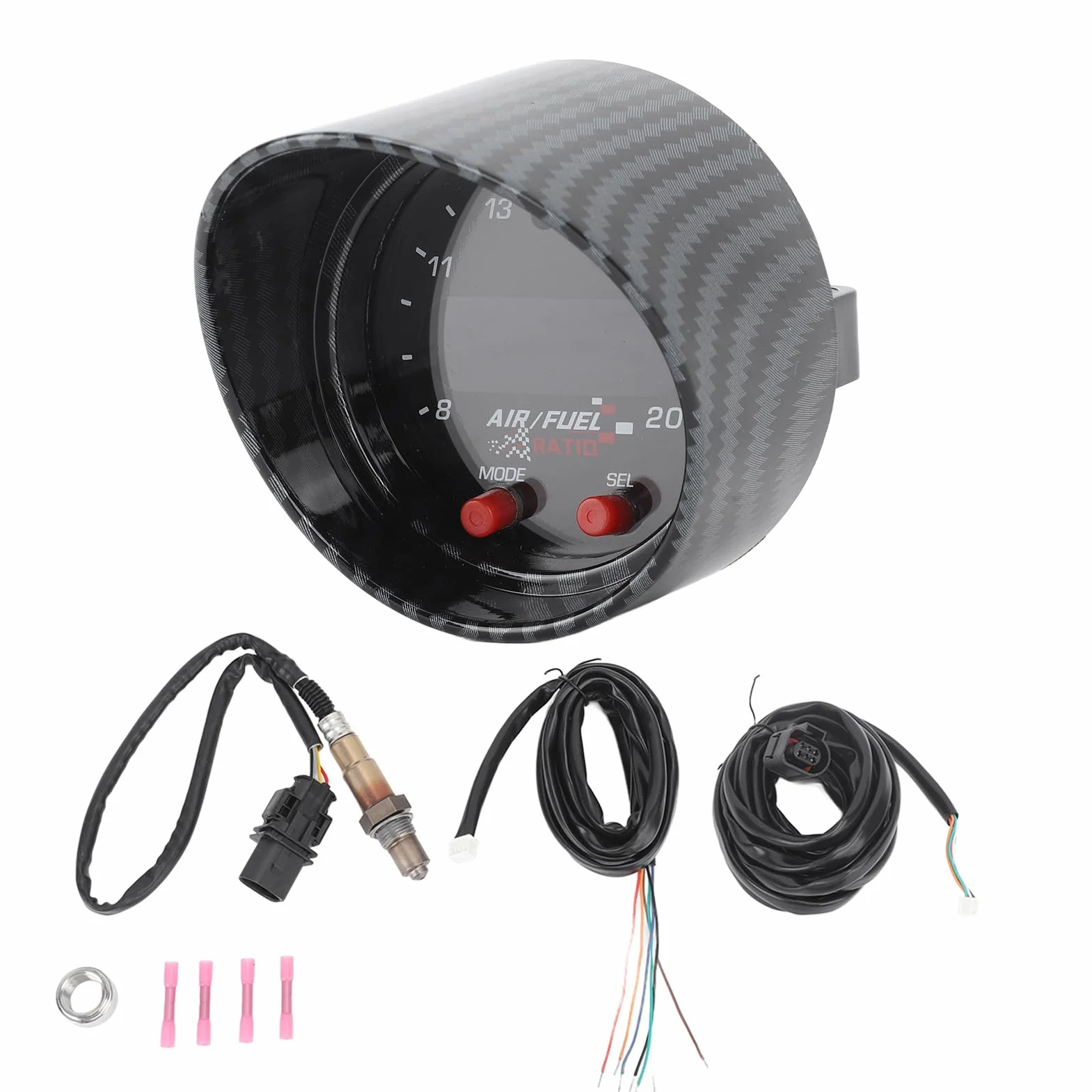 Haofy Medidor Controlador de Sensor UEGO AFR de Banda Ancha con Tiempo de Respuesta Rápido para un Ajuste óptimo del Motor Kit de Atenuación Automática de 52 Mm para Entusiastas del Automóvil
