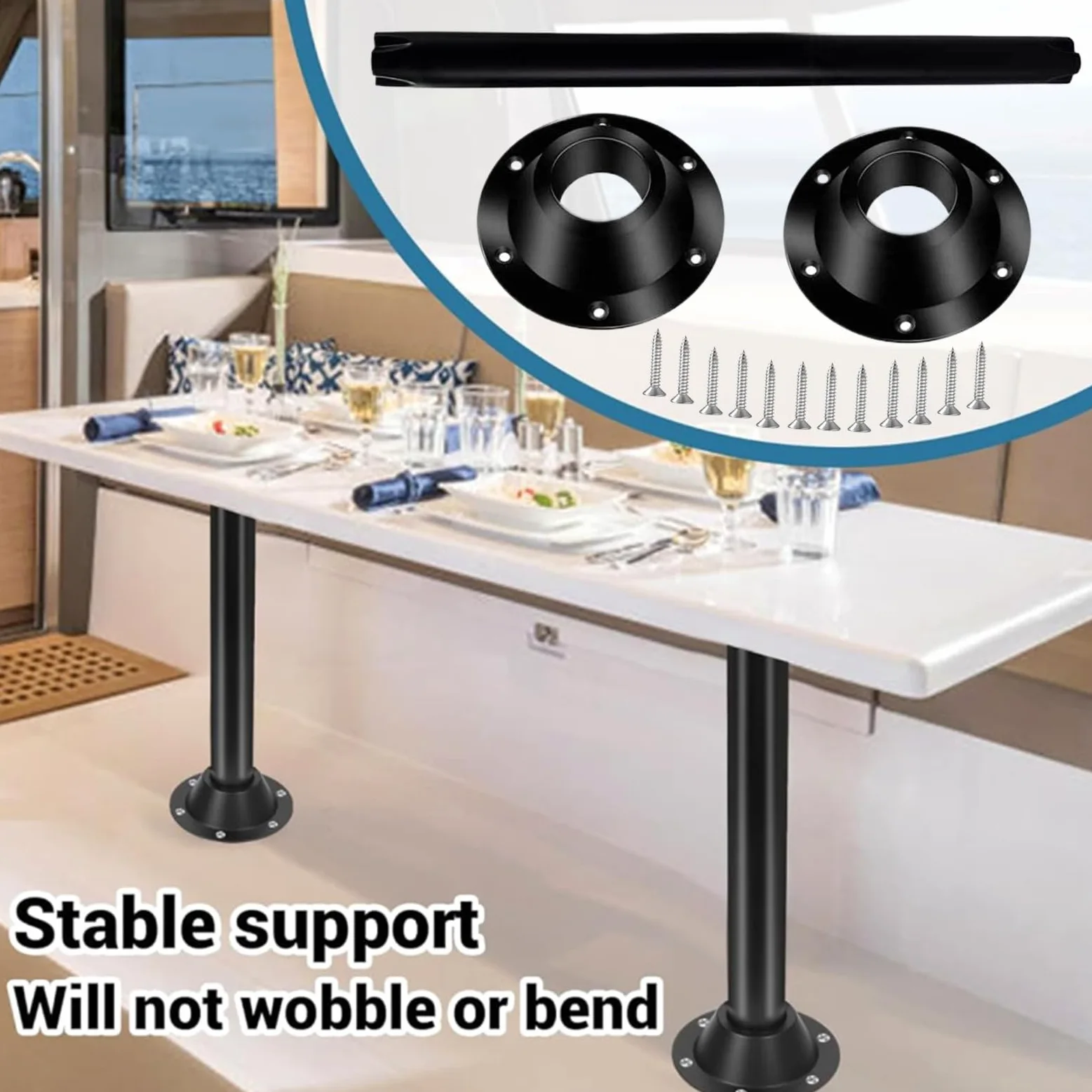 Montaje de mesa RV, aleación de aluminio Montaje y pierna de la base de la mesa RV, accesorios interiores de vehículos recreativos de servicio pesado, base de soporte de pedestal de mesa para barcos d