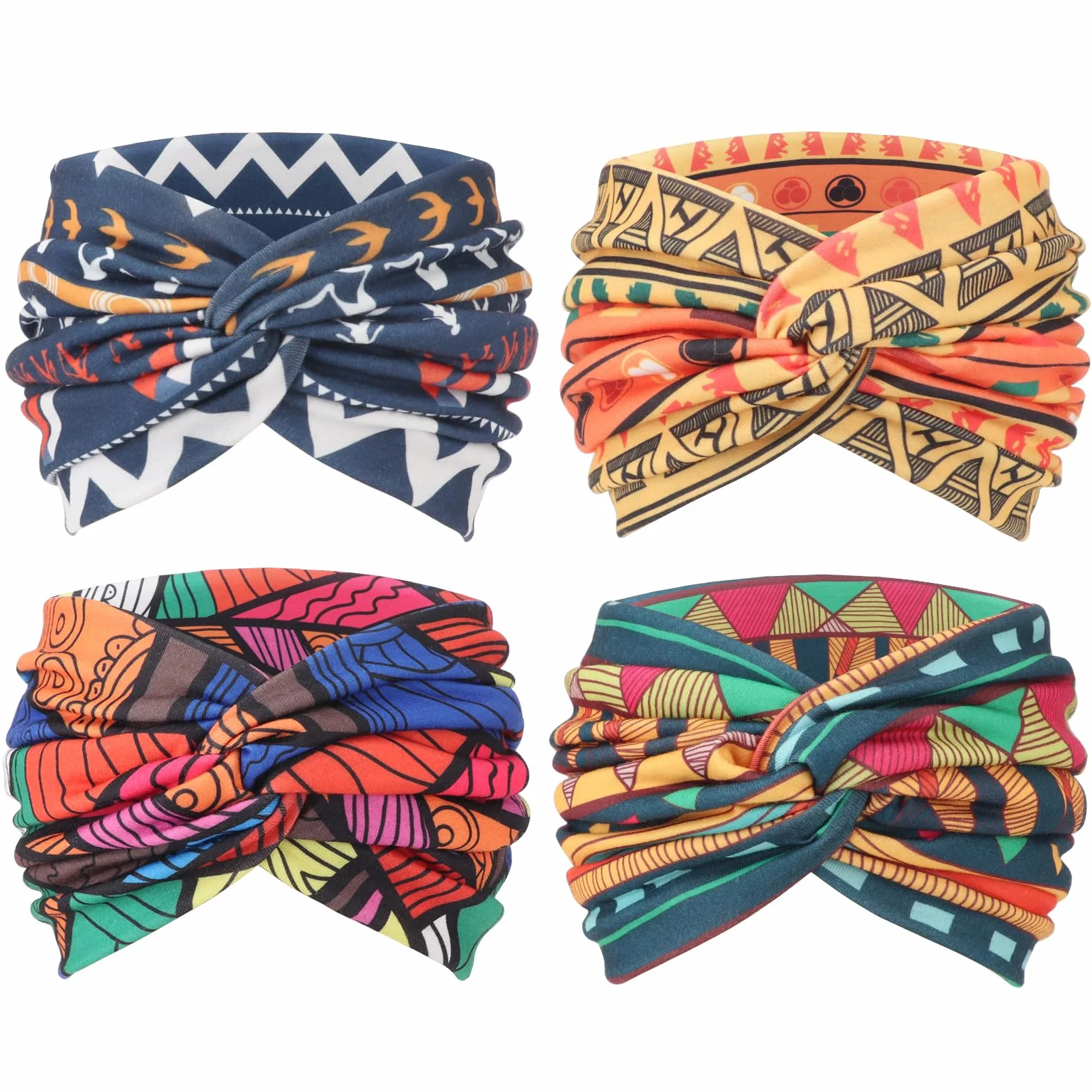 DRESHOW 4 Piezas Diadema Turbante Bohemia Cinta Banda Elástico Accesorios Para El Cabello