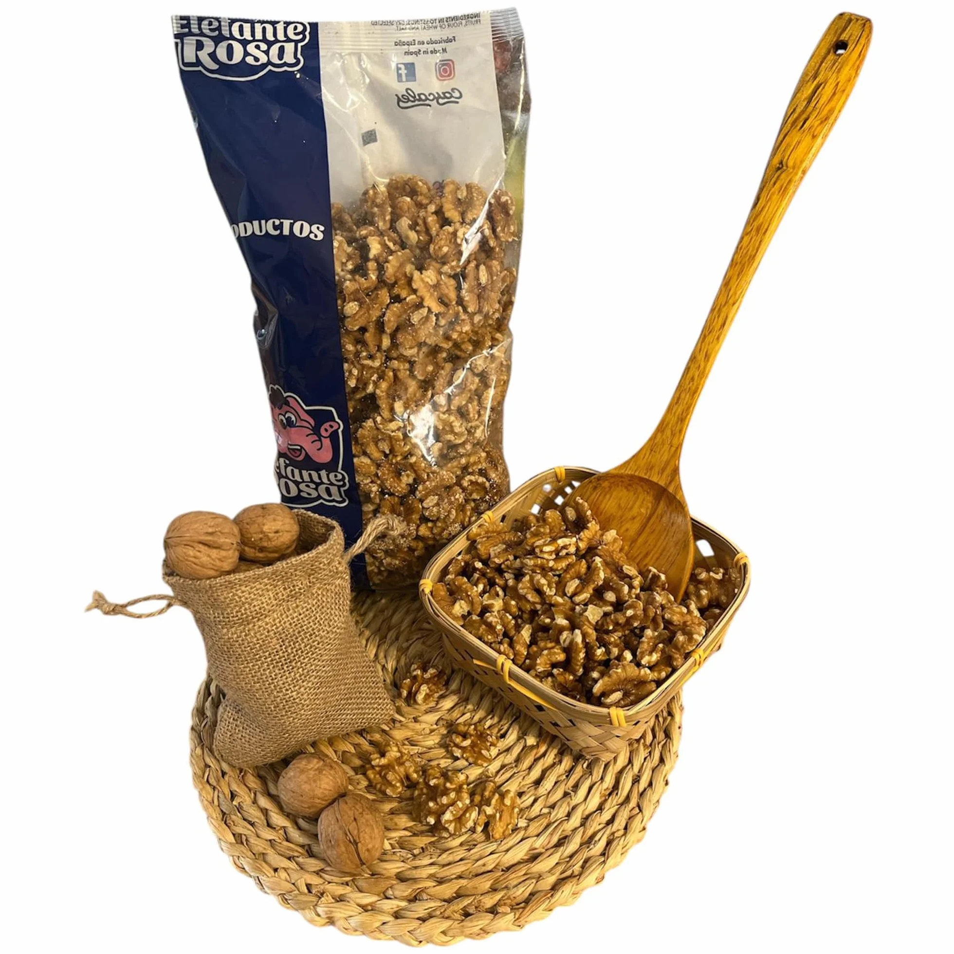 El Elefante Rosa Nueces Peladas Crudas 1kg Mitades Naturales Snack Saludable