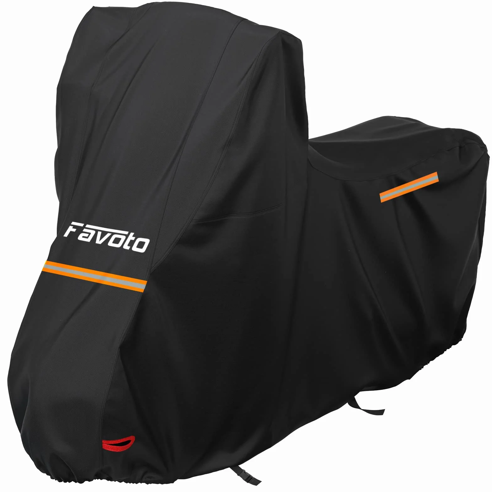 Favoto Funda para Moto Cubierta de Motocicleta 210D Oxford con Parabrisas Alto Tiras Reflectantes, Resistente a Agua Polvo Lluvia Viento Excrementos de Pájaros, 245x105x160cm Negro
