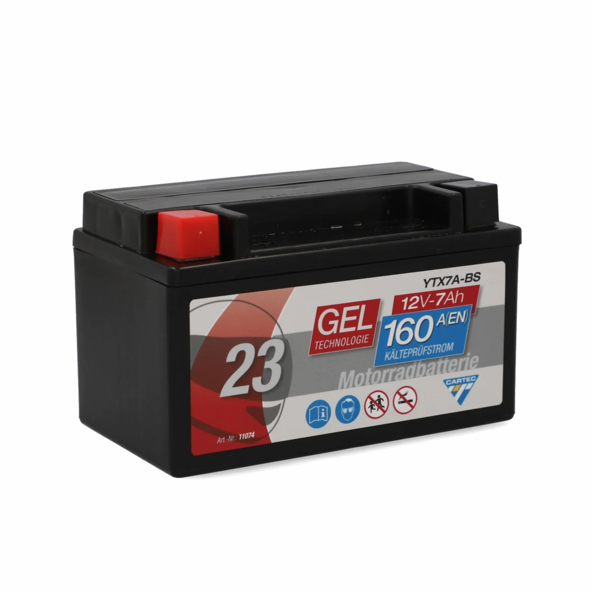 CARTEC YTX7A-BS Batería de Motocicleta 6Ah 90A Gel Arranque Ciclo Profundo Sin Mantenimiento