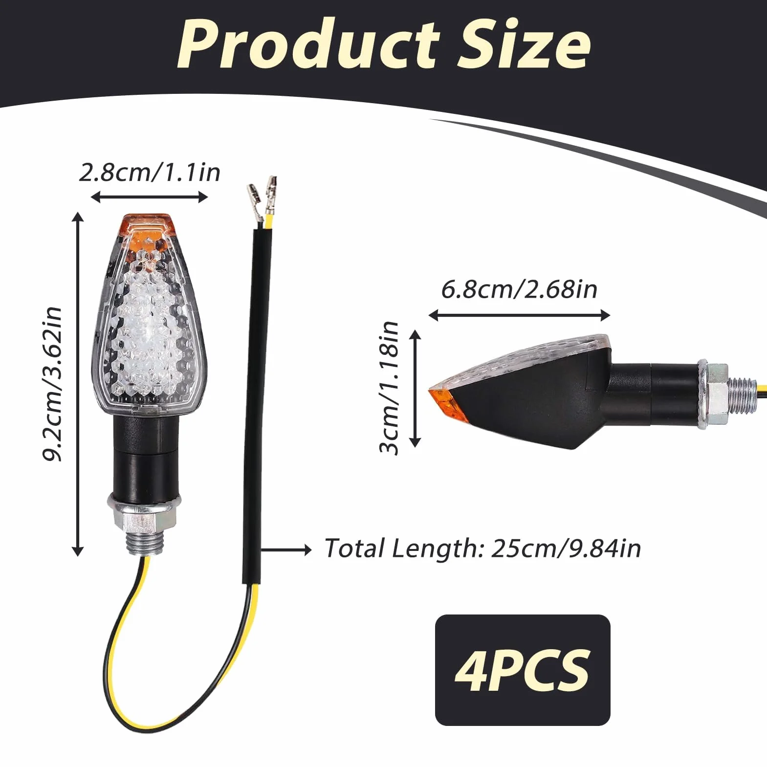 4 Piezas Intermitentes LED Moto 12V, Luces Direccionales Señal Giro Moto con 14 LED Súper Brillantes, Indicadores de Giro Ámbar para Scooter Quad Cruiser Off Road con Rosca de 10 mm