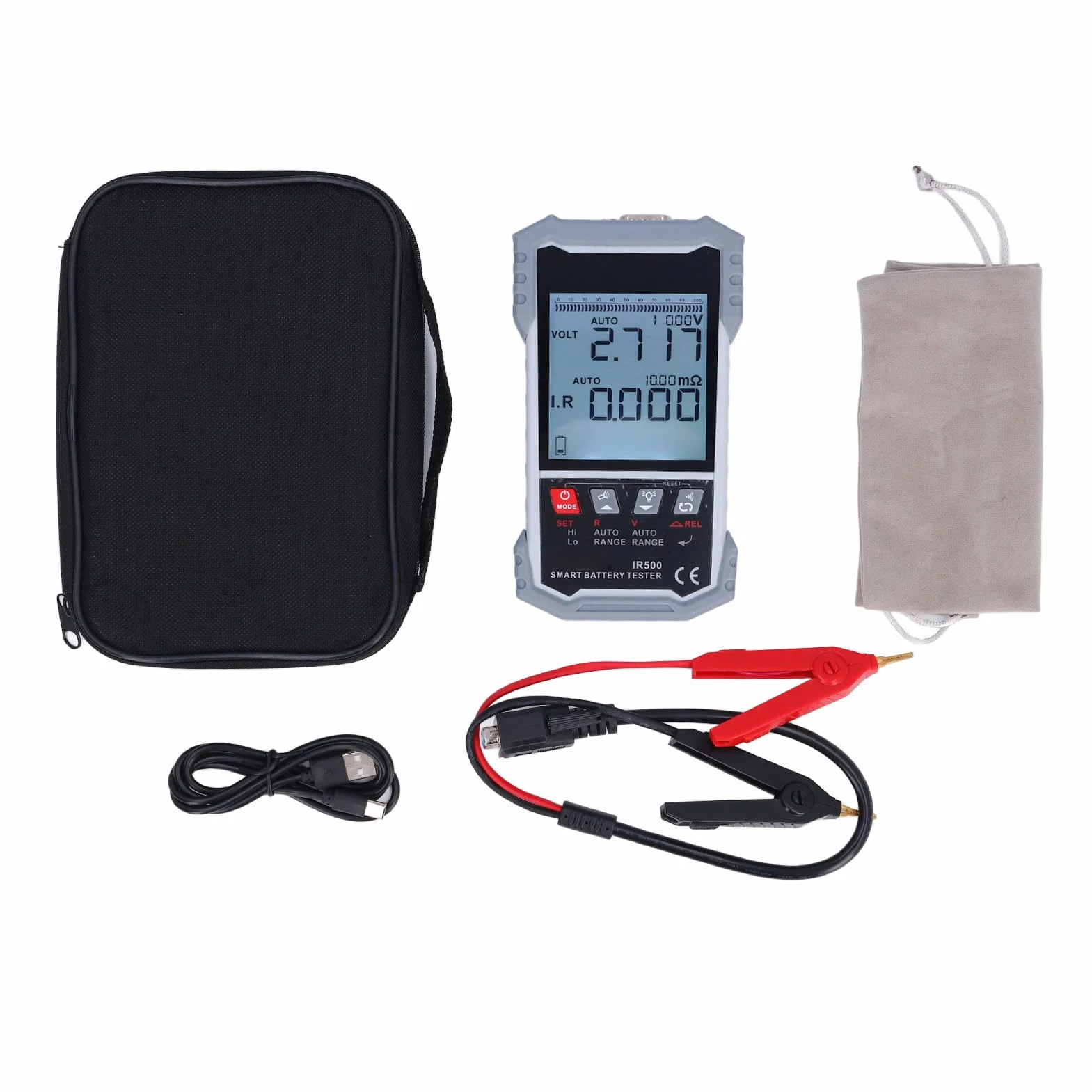 Comprobador de batería de coche con indicador TN de 32 pulgadas, DC0 V 120 V ± 0 mΩ 500 y comprobador interno para NICD