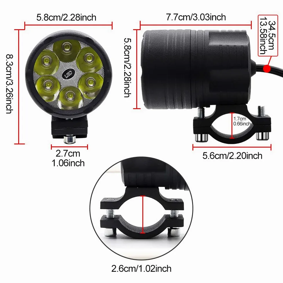 2 luces Auxiliares para Motocicleta con Arnés de Cableado y Lente Amarilla, 60W Faros Delanteros para Motocicleta, Luces Antiniebla LED DRL 12V 24V para Coche, Camión, Barco, ATV, SUV